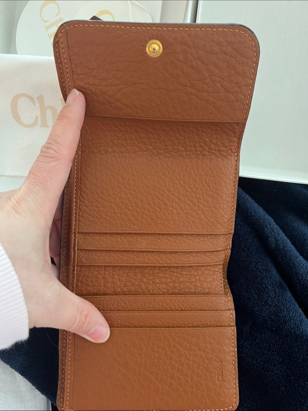 Chloe Alphabet Caramel Tri-Fold Wallet - Picture 3 of 6
